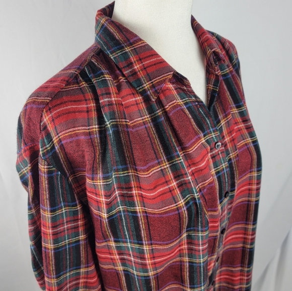 Madewell Red Wool Plaid Button Up Small - Picture 2 of 6